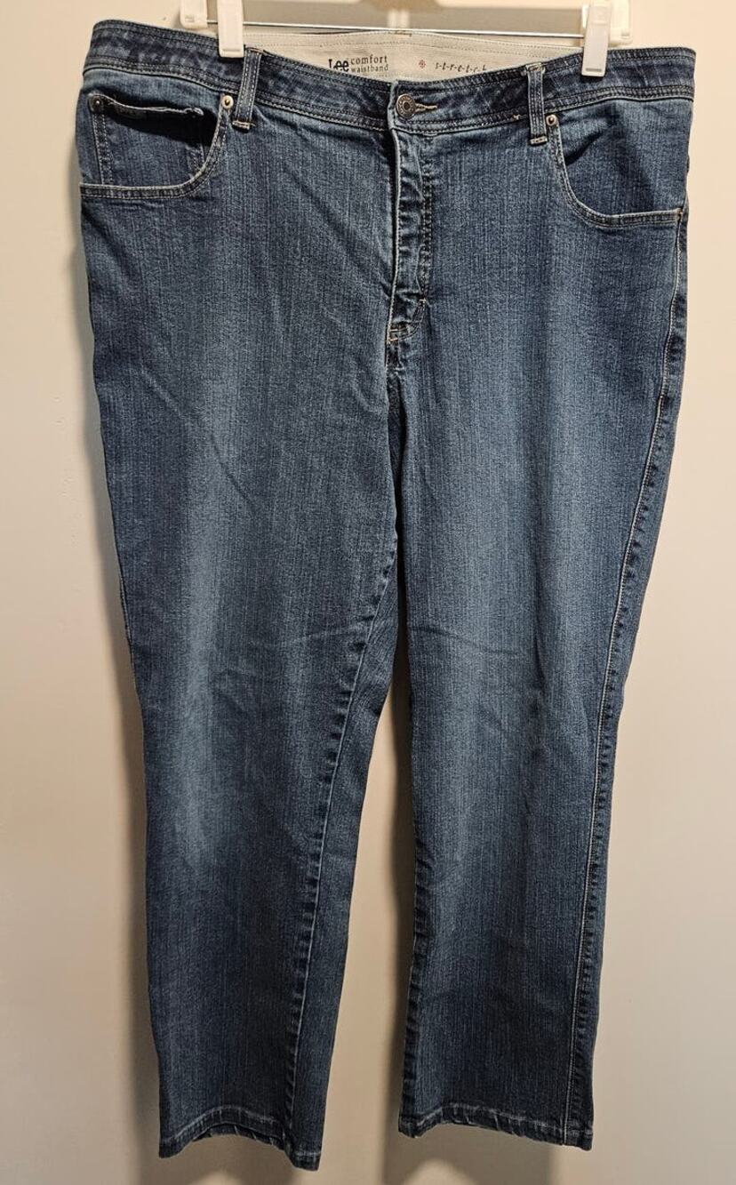 Women's Lee Comfort Waistband Stretch Jeans Blue Medium Wash Size 18WM